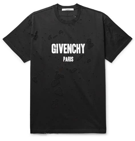 givenchy columbian fit distressed printed cotton jersey t shirt|GIVENCHY Distressed Logo.